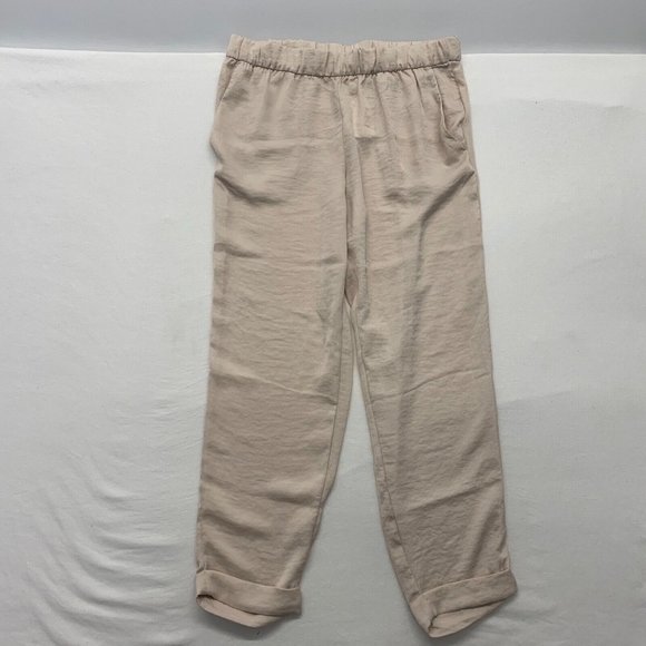 H&M Harem Pants Women's Size 12 Beige Elastic Waist Polyester Cuffed Hem Pants N - Picture 1 of 4